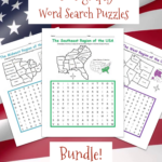 5 Regions of the USA Printable Map and Word Search Puzzle Activities Bundle