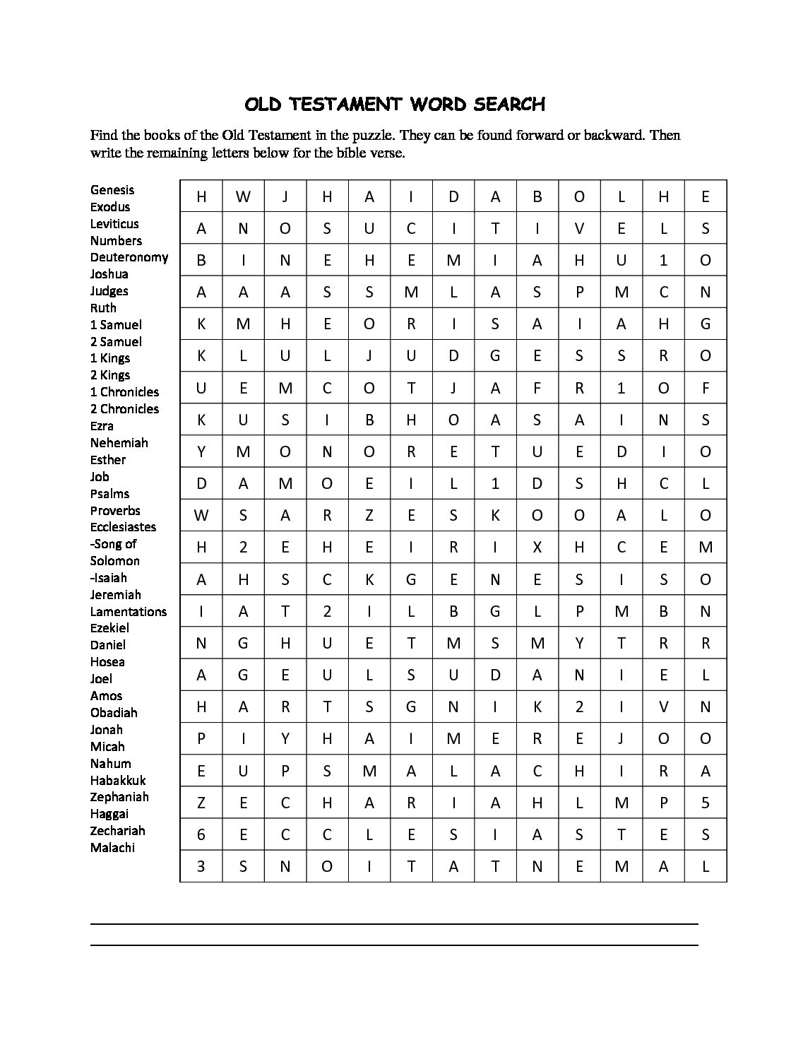 Books of the Old Testament Printable Word Search Puzzle Activity with Bible Verse