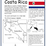 Costa Rica Printable Worksheet with Map and Flag