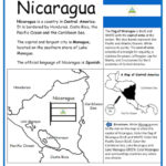 Nicaragua Printable Worksheet with Map and Flag