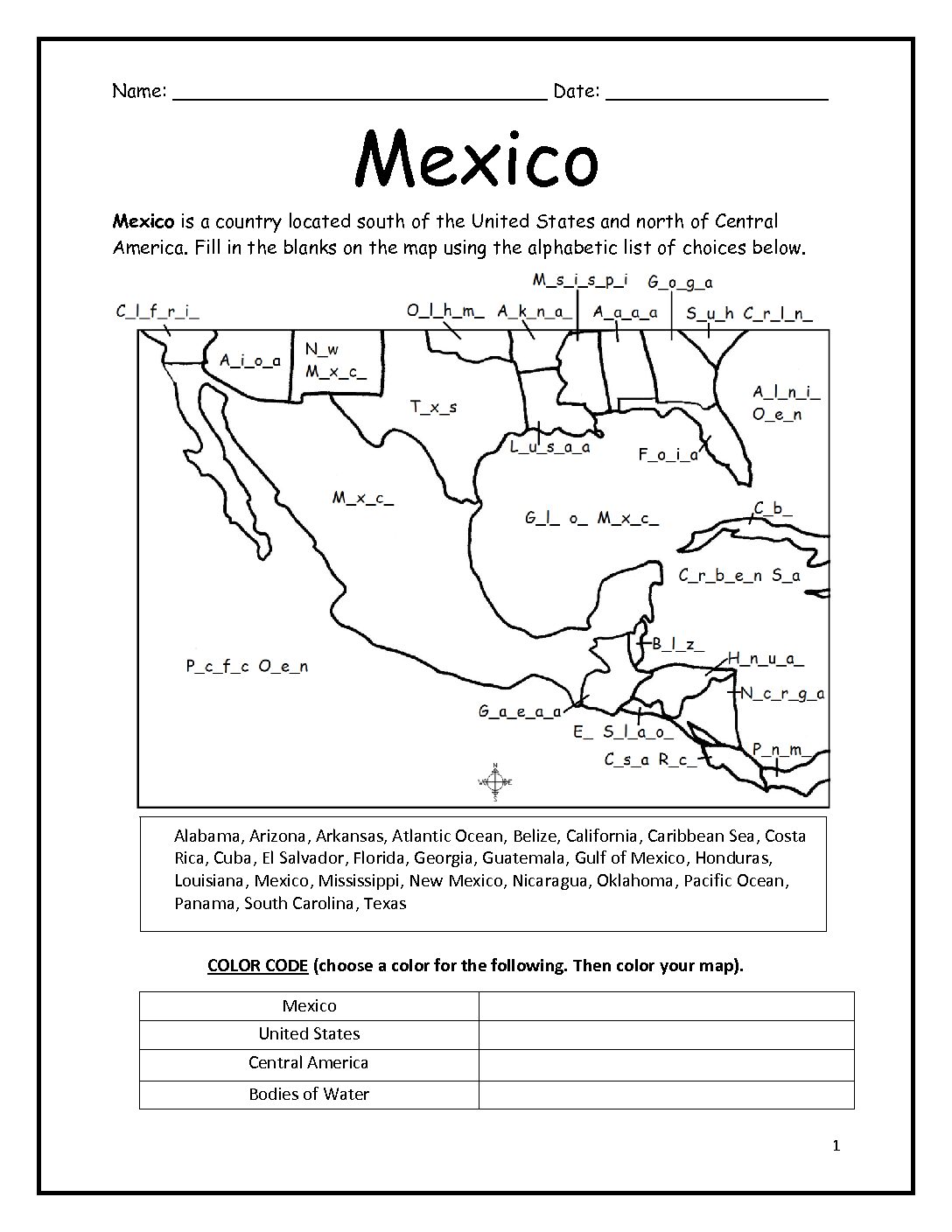 Mexico Printable Activity
